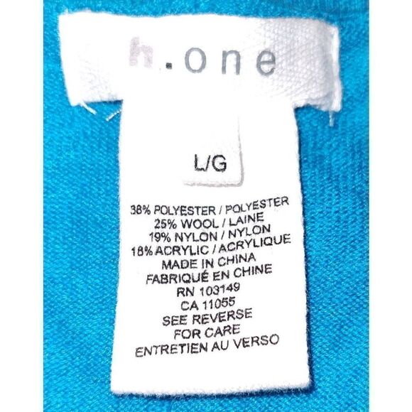 h.one teal wool blend drop shoulder sleeve. Size Large. - Picture 5 of 6